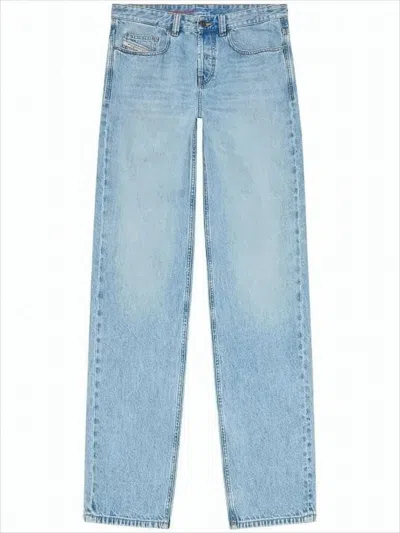 Diesel Straight-leg Light Blue Denim Pants With Five-pocket Design