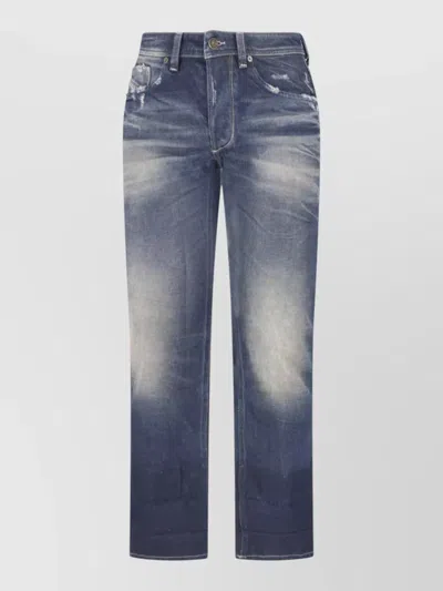 Diesel Blue Bootcut Destroyed Cotton Jeans In Multi