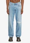 Diesel Straight-leg Ripped Jeans In Blue