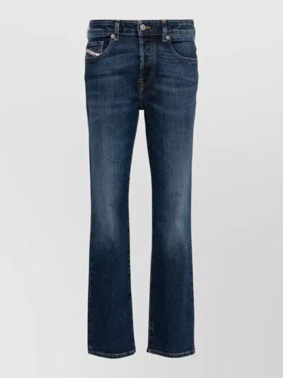 Diesel Straight Leg Trousers Five Pocket Design In Blue