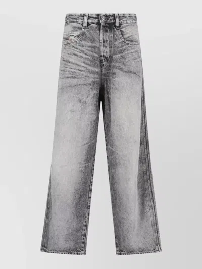 Diesel Straight Trousers Belt Loops Five Pockets In Gray