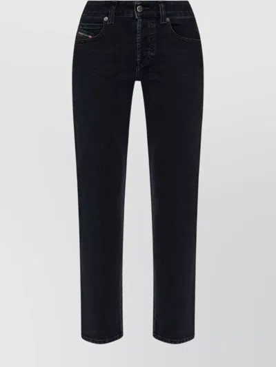 Diesel Straight Trousers With Belt Loops And Contrast Stitching In Black