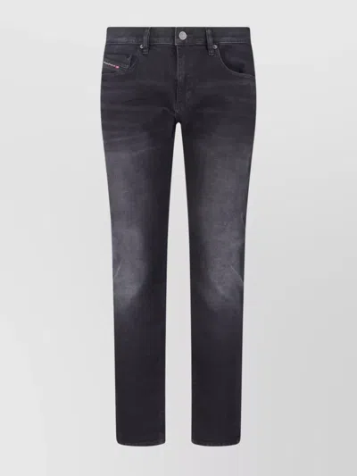 Diesel Straight Trousers With Belt Loops And Contrast Stitching In Gray