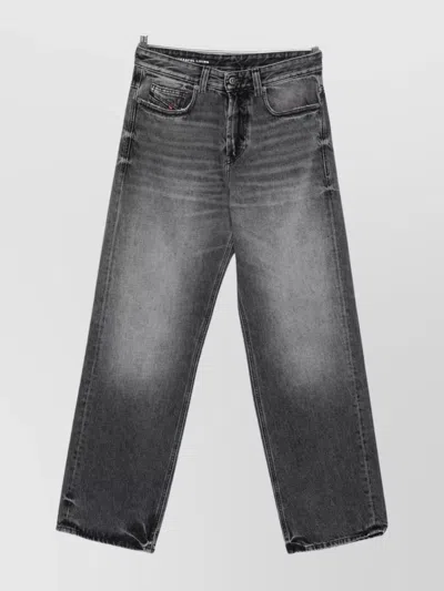 DIESEL STRAIGHT TROUSERS WITH FADED EFFECT AND BELT LOOPS