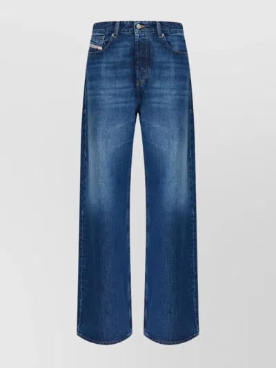 Diesel Straight Wide Leg Trousers In Blue
