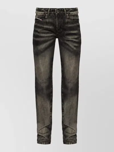 Diesel Washed Straight-leg Jeans In Black