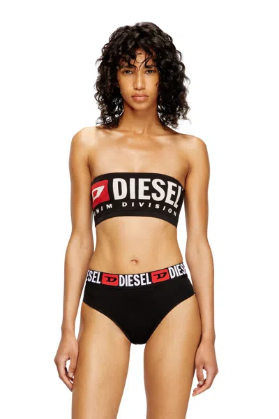 Diesel Reggiseno A Fascia Con Maxi Logo In Nero