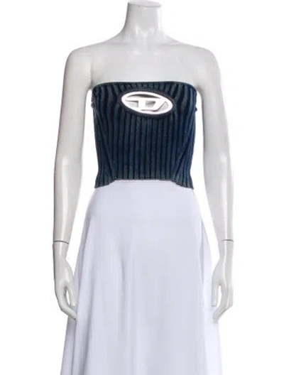 Pre-owned Diesel Strapless Crop Top In Blue