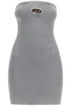 Diesel Women Grey Stretch Cotton Blend Mini Dress