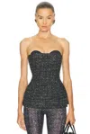 Diesel Bouclé Corset Top With Ultra-low Cut In Black
