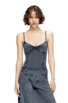 Diesel Strappy Top In Denim-look Jersey In Gray