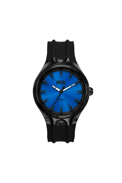 DIESEL STREAMLINE THREE-HAND BLACK SILICONE WATCH