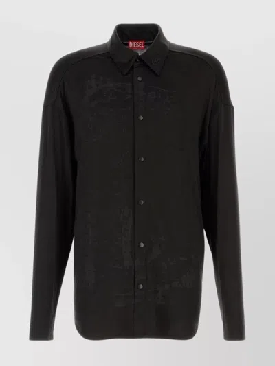 Diesel Stretch Acetate S-frederic Shirt With Long Sleeves In Black