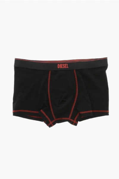 Diesel Stretch Cotton Boxer Umbx-damien-h With Front Logo In Black