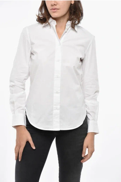 Diesel Stretch Cotton C-gisey-out Shirt With Tone On Tone Logo In White