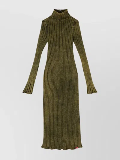 DIESEL STRETCH COTTON MIDI DRESS WITH HIGH NECK