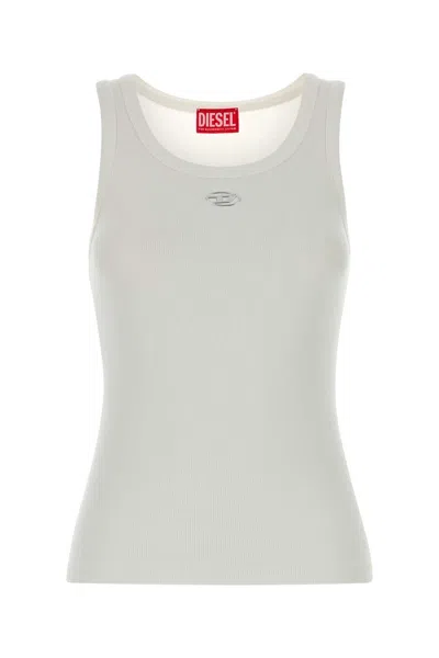 Diesel Stretch Cotton Ribbed Tank Top In White