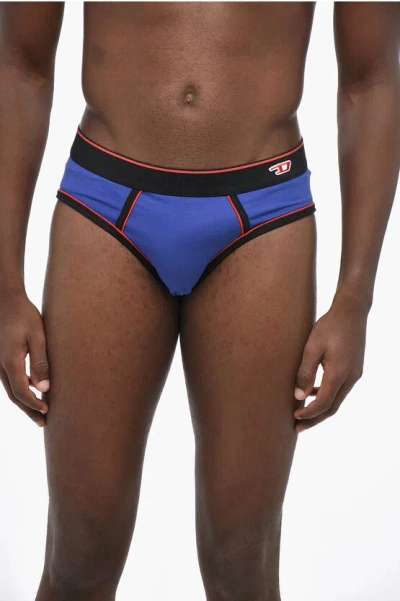 Diesel Stretch Cotton Umbr-andre Brief With Contrasting Edges In Blue