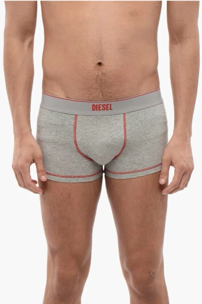 Diesel Stretch Cotton Umbx-damien-h Boxer With Visible Stitching In Gray