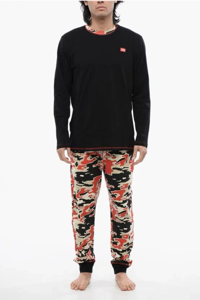 Diesel Stretch Cotton Umset-william Long Pyjamas Set In Black