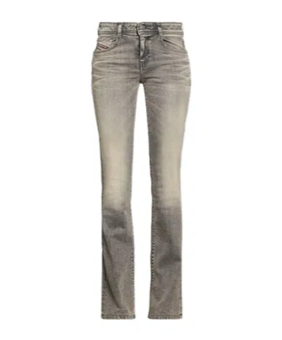 Diesel Stretch Denim Flared Pants In Gray