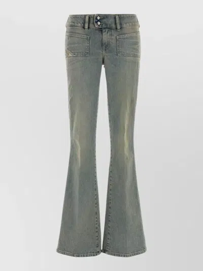 Diesel Stretch Denim Jeans Flared Five Pocket Design In Blue