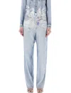 Diesel Vintage-inspired Stretch Denim Print Pants For Women In Blue Denim