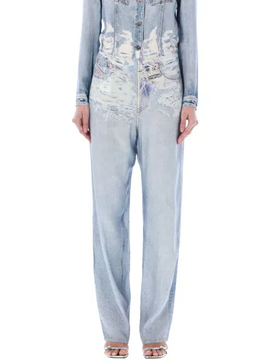 DIESEL STRETCH DENIM-LIKE PRINT PANTS