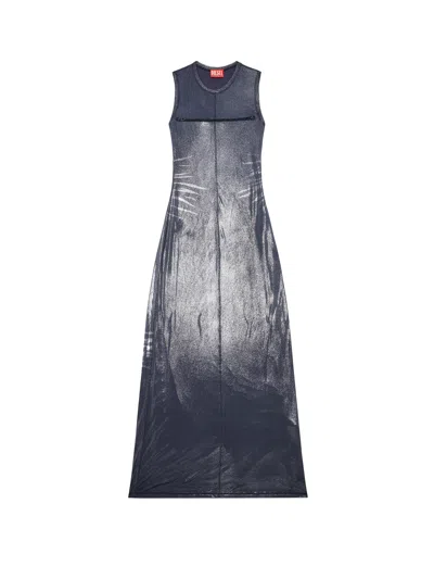 Diesel Stretch Jersey Dress With Metallized Effect In Grey