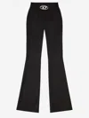 Diesel Stretch Wool Blend Trousers With Metal Oval D In Black