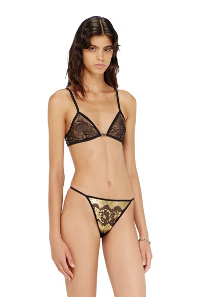 Diesel Stretch-tulle Bra With Metallic Effect In Black