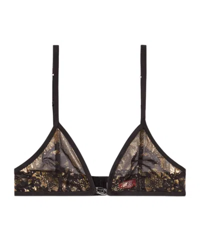 Diesel Stretch-tulle Bra With Metallic Effect In Black