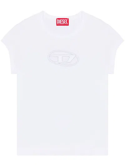 Diesel Stretchy Cotton Blend T-shirt In White