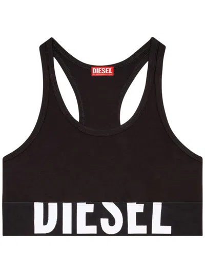 Diesel Stretchy Cotton Bralette In Black