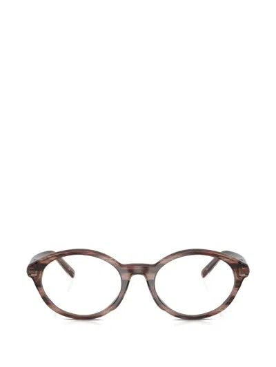 Diesel Striated Round-frame Glasses In Brown