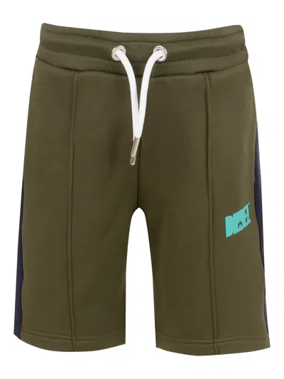 Diesel Kids' Stripe Logo Shorts In Green