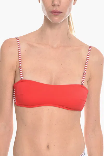 Diesel Striped Details Bfb-dolys Bandeau Bikini Top In Red