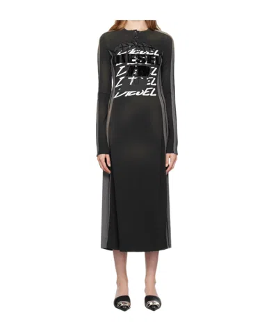 Diesel Striped Dress In Black