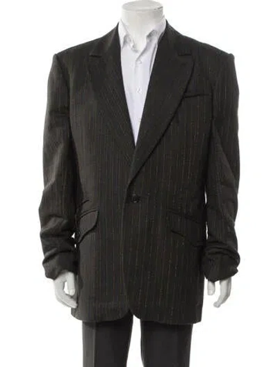 Pre-owned Diesel Striped Glitter Accents Blazer In Green