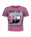 Diesel Striped Logo-print T-shirt In Pink