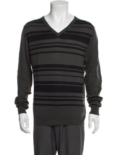 Pre-owned Diesel Striped V-neck Pullover In Gray