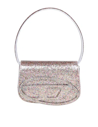 Diesel Structured Bag In Glittery Leather In Multicolor
