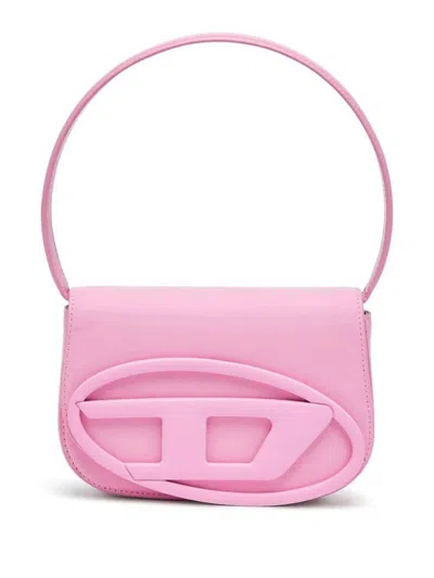 Diesel Structured Bag In Matte Leather In Pink