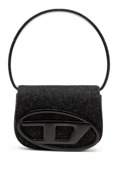 DIESEL STRUCTURED BLACK SHOULDER BAG