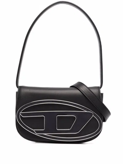 Diesel Structured Handbag With Distinctive Logo Design In Black