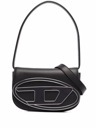 Diesel Structured Handbag With Distinctive Logo Design In Black