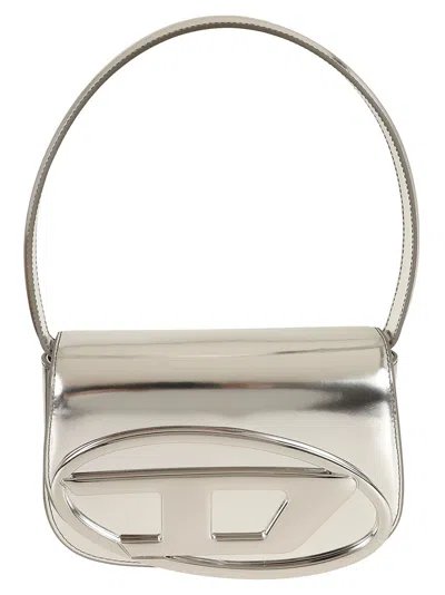 Diesel Structured Metallic Finish  Shoulder Bag In Gold