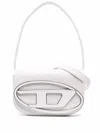 Diesel Structured White Handbag With Metallic Logo Accent In White