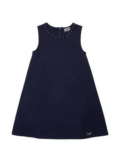 Diesel Kids' Studded A-line Dress In Blue