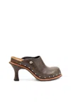 Diesel Studded Leather Mules In Brown